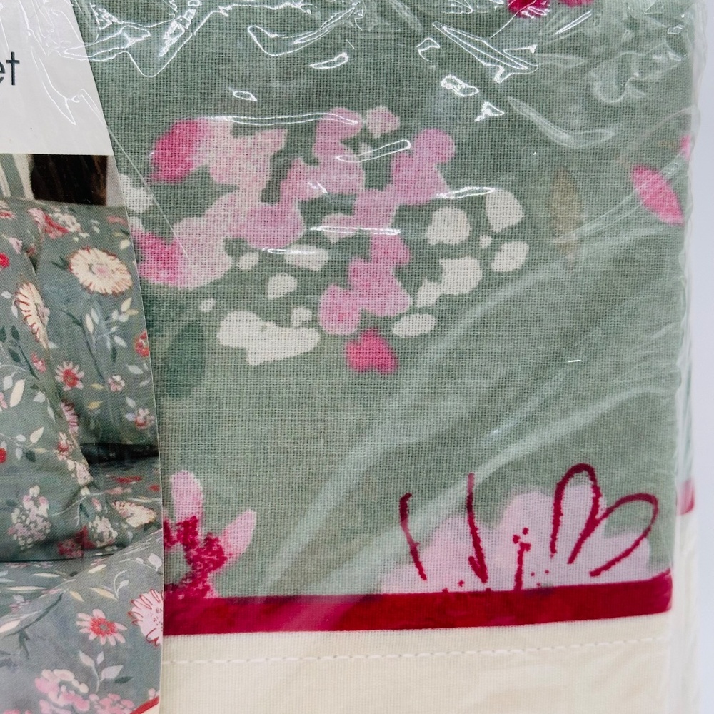 Vintage Target Twin Sheet Set Green Floral Vineyard Plaid Collection - Picture 7 of 7
